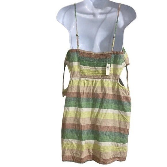 Aerie women cut out mini dress stripped colorful vacation linen y2k fairy boho - Picture 5 of 13